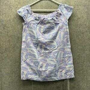 Vineyard Vines Blouse Womens Small Multicolor Tropical Floral Ruffle Top